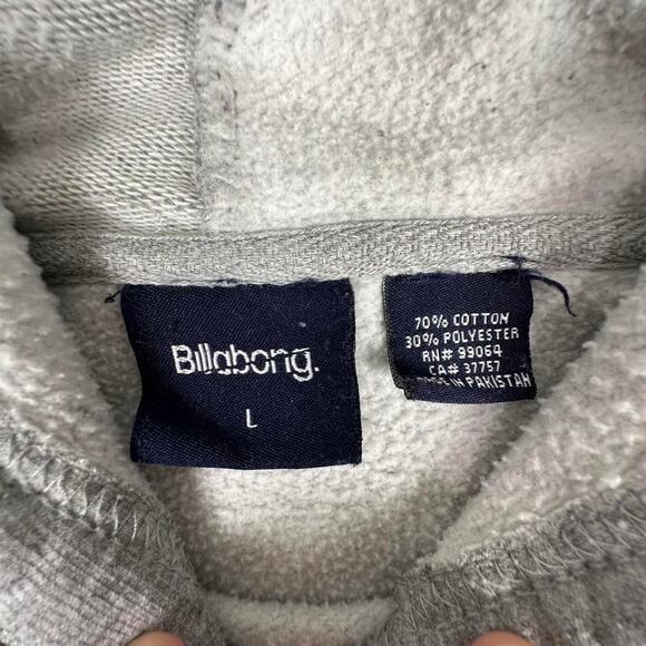 Vintage Y2K Billabong Light Grey Big Logo Print Surf Graphic Pullover Hoodie L - Picture 3 of 6